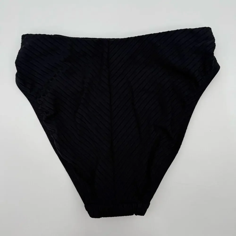 Robin Piccone Yasmine Bikini Bottoms Size Extra Small NEW High Waist Chain Black